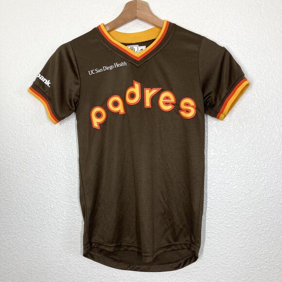 San Diego Padres Jersey Youth Small Brown Yellow MLB Baseball Little League 24 - Picture 1 of 14